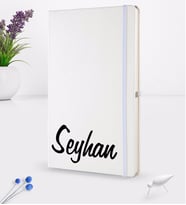 BK Gift Kişiye Özel El Yazısı Tasarımlı Beyaz Termo Deri Defter 16x24cm Model 2