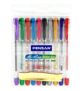 Pensan My-King Simli Jel Tükenmez Kalem 10 Renk (12 Adet)