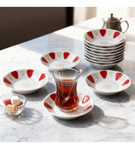 GÜRAL PORSELEN Acem 12 parça 10 cm Çay tabağı 90193