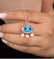 Saklı Takı 925 Ayar Gümüş Rose Süryani Gözü Kolye