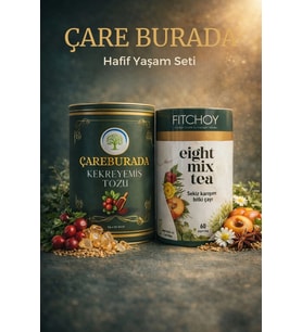 ÇareBurada Hafiflik Seti - ÇareBurada Kekreyemiş Tozu 8 g x 20 stick + Fıtchoy Eight Mix Tea 60 Poşe