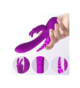 TURBO VIBE Şarjlı Klitoris anl Vajinal Uyarıcı 3 in 1 Rabbit Vibratör