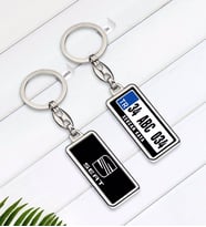 BK Gift Kişiye Özel Plakalı SEAT Logolu Çift Taraflı Gümüş Krom Anahtarlık-1