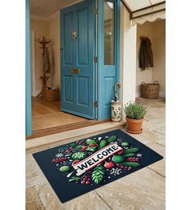 Valerine Life Kapı Önü Paspası 45x70cm Kaymaz Taban Dekoratif iç Dış Mekan Noel Yılbaşı Topları