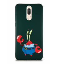 Huawei Mate 10 Lite Soft Premier Kapak Bay Yengeç Tasarımlı Silikon Kılıf - Yeşil (Şeffaf)