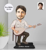 Kişiye Özel Saz Çalan Erkek Ahşap Eco Biblo -1
