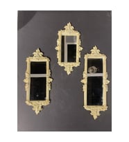 Dekoratif Polyester Üçlü Dikdörtgen Ayna Takımı Krem Gold Eskitme