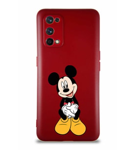 Realme 7 Pro Soft Premier Kapak Mickey Mouse-A Tasarımlı Silikon Kılıf - Mürdüm (Şeffaf)