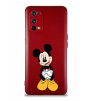 Realme 7 Pro Soft Premier Kapak Mickey Mouse-A Tasarımlı Silikon Kılıf - Mürdüm (Şeffaf)