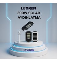 Lexron 300W Solar Güneş Enerjili Sensörlü Uzaktan Kumandalı Bahçe Ve Sokak Lambası