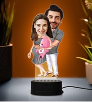 Doğum Günü Hediyesi,Sevgiliye Hediye, Kişiye Özel Fotoğraflı En Güzel Çift Karikatür 3D Led Lamba (Beyaz)