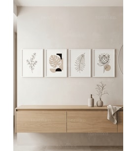 Sade Botanik Sanat 4’lü Ahşap Çerçeveli Tablo Seti