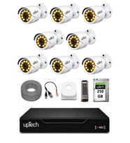 UPTECH Full HD 8 Kameralı Gece Renkli Görüş Su Geçirmez Güvenlik Kamera Seti 250 GB HDD 2239