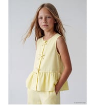 LCW Kids Sarı Fiyonk Detaylı Kız Çocuk Peplum Gömlek