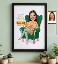 Kişiye Özel Karikatürlü Cat Mom Kedi Annesi Siyah Çerçeve Anneler Günü Hediyesi