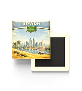Retro Suudi Arabistan Riyad Şehri Temalı Vintage Buzdolap Magneti – 9x9 cm