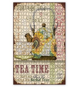 Cakapuzzle Çay Saati Vintage Görseli Puzzle Yapboz MDF (Ahşap) (120 Parça)