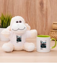 Kişiye Özel İnstagram Tasarım Fotoğraflı Peluş Koyun ve Yeşil Kupa