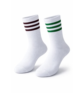 Beyaz Çizgili Tenis Çorabı Unisex  Pamuklu, Uzun Spor Çorabı