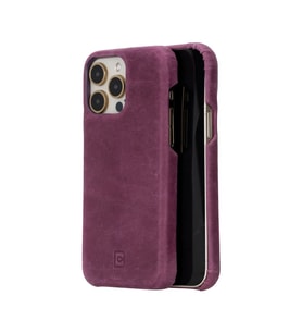 Bouletta Apple iPhone 15 Pro Max Uyumlu Deri Arka Kapak F360 CZ7 (Mor)