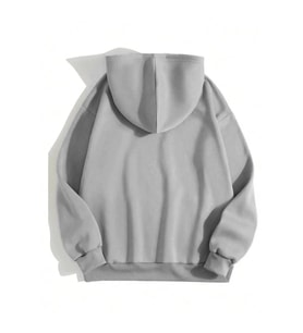Erkek 3 İplik Pamuklu Kapüşonlu Kanguru Cepli Sweatshirt Hoodie - Boyalı Gri