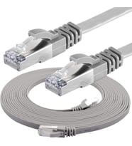 CAT7 Yassı FTP Ethernet Network Lan İnternet Kablosu, Gri 7,5 metre