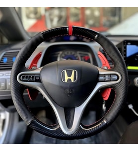 HONDA CİVİC FD6 Araca Özel Direksiyon Kılıfı 5D KRİSTAL KARBON NOKTA SİYAH İP