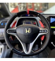HONDA CİVİC FD6 Araca Özel Direksiyon Kılıfı 5D KRİSTAL KARBON NOKTA SİYAH İP