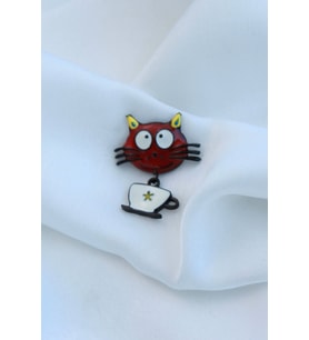 Mini Kırmızı Kedi Broş