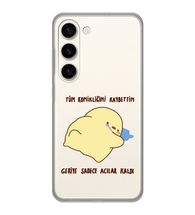 Samsung Galaxy S23 Uyumlu Komikliğimi Kaybettim Tasarımlı Şeffaf Telefon Kılıfı