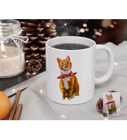 BK Gift Kişiye Özel Tam Boy Kedi Karikatürlü Beyaz Kupa Bardak-1