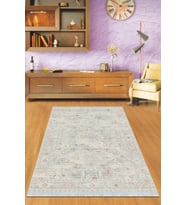 Krem Vintage Dokuma Pamuk Tabanlı Kaymaz Kilim KLM330