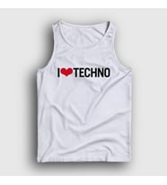 Presmono Unisex Beyaz I Love Techno Atlet 543318tt (Beyaz)