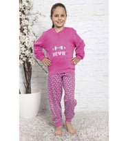 Kız Çocuk Interlok Pembe Pijama Takımı