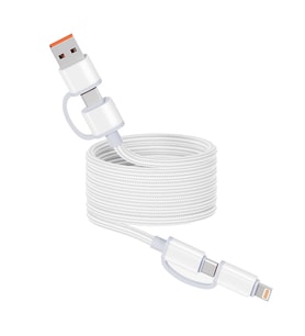 Zore Spiral Magnetik Örgülü Tasarım 4in1 A+C to C+L Kablo 1M (Beyaz)