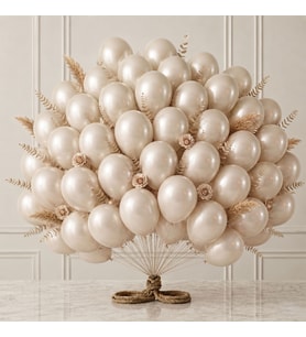 Fil Dişi Renk Lateks Metalik Balon (30 cm) - 50 Adet