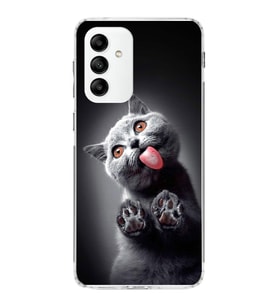 PrintiFy Samsung Galaxy M13 ile Uyumlu 1mm Slim Fit Kedi 2 050c Baskılı Şeffaf  Kılıf