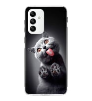 PrintiFy Samsung Galaxy M13 ile Uyumlu 1mm Slim Fit Kedi 2 050c Baskılı Şeffaf  Kılıf