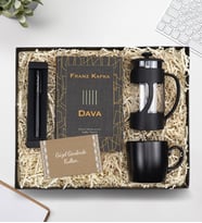 Kişiye Özel Mat Roller Kalem & Siyah Kupa & Siyah French Press & Dava Kitap Hediye Seti
