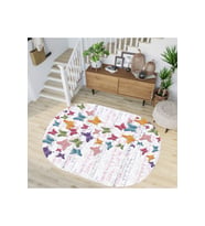 Rovigo Home Dijital Baskı Yıkanabilir Kaymaz Taban Oval Salon Halısı RVG7212-HS184 (Krem)