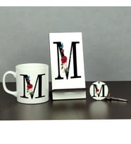 M Harfi Üçlü Set (Kupa + Telefon Standı + Anahtarlık)