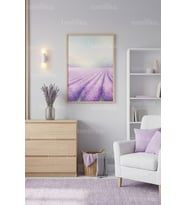 Lavanta Tarlası Pastel Tonlar Dekoratif Ahşap Çerçeveli Tablo – Modern Salon Dekoru