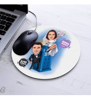 Kişiye Özel Karikatürlü Mutlu Çiftler Mousepad