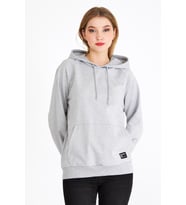Metalic Kadın Gri Renk Kapüşonlu Basic Örme Sweatshirt