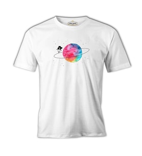 Yörünge Beyaz Erkek Tshirt