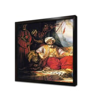 Aslan ve Sultan Çerçeveli Cam Tablo