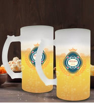 BK Gift Kişiye Özel İsimli 2’li Buzlu Cam Bira Bardağı 50cl-109 (Beyaz)