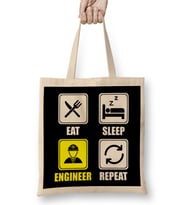 Cute Eat Sleep Engineer Repeat Engineering Funny Bez Çanta Uzun Saplı
