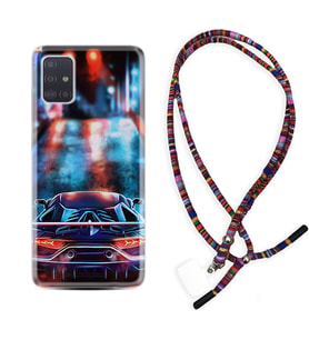 Samsung a71 A72 A73 A7 A9 2018 C7 C9 Kılıf Boyun Asklı Rasta Silikon Neon Cars 1724