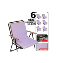 6'lı Sırtlıklı Sandalye Minderi Yıkanabilir Bahçe Balkon 40x40 Lila